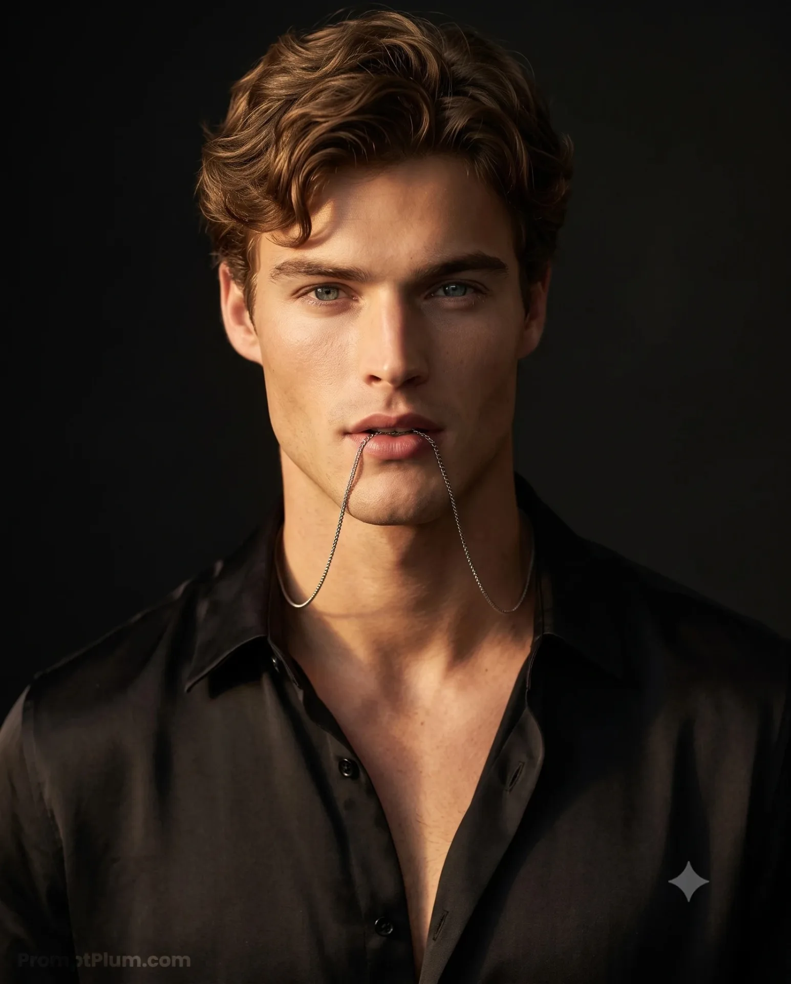 Ultra-realistic cinematic fashion portrait of a young man with a strong, magnetic presence and effortless masculine confidence.
