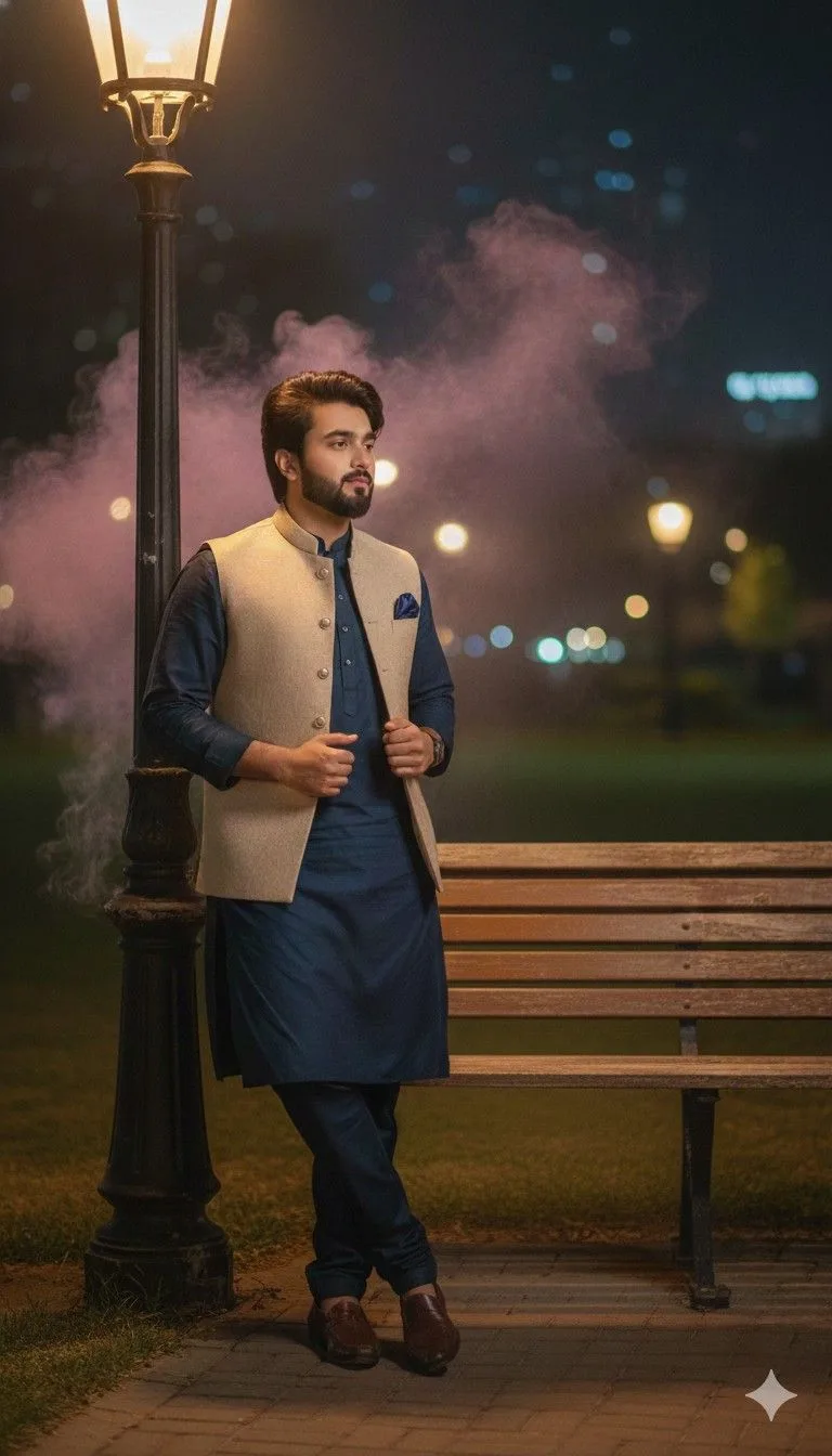 An absolute visual masterpiece, hyper-photorealistic full-body portrait capturing a highly handsome South Asian young man in his early 20s.