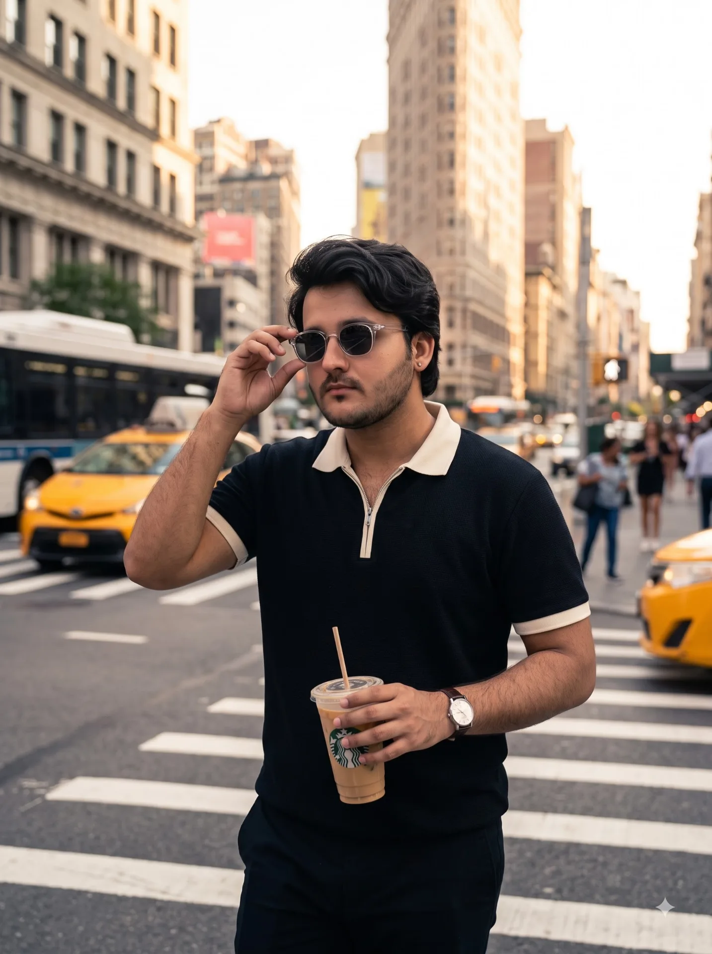 Create an ultra-realistic 4:5 cinematic street portrait.
