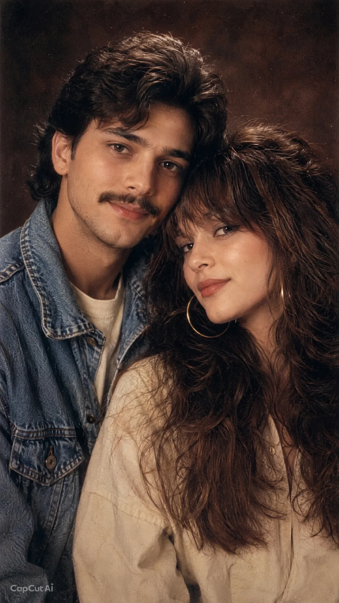 Create a breathtaking ultra-photorealistic 9:16 vertical vintage 1990s Indian couple portrait using the uploaded couple photograph as the