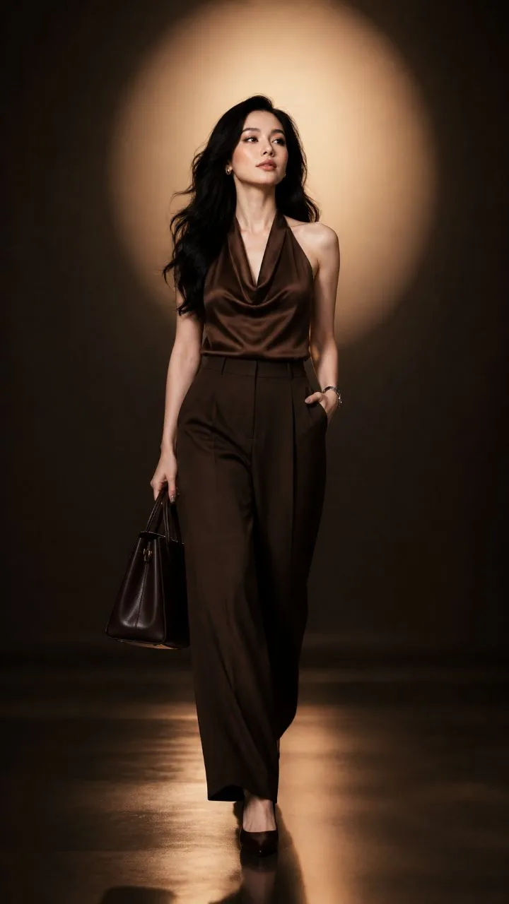Ultra-photorealistic luxury fashion editorial, premium studio campaign, a beautiful young Korean woman with flawless porcelain skin,