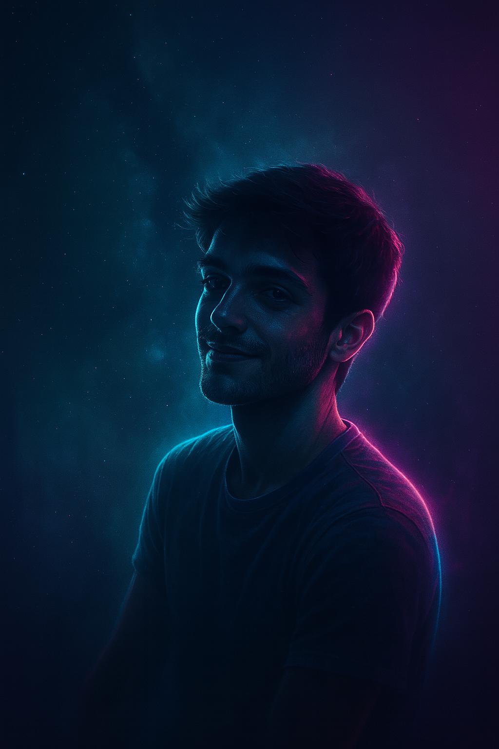 Turn this into a sci fi cinematic portrait without altering the person's face.