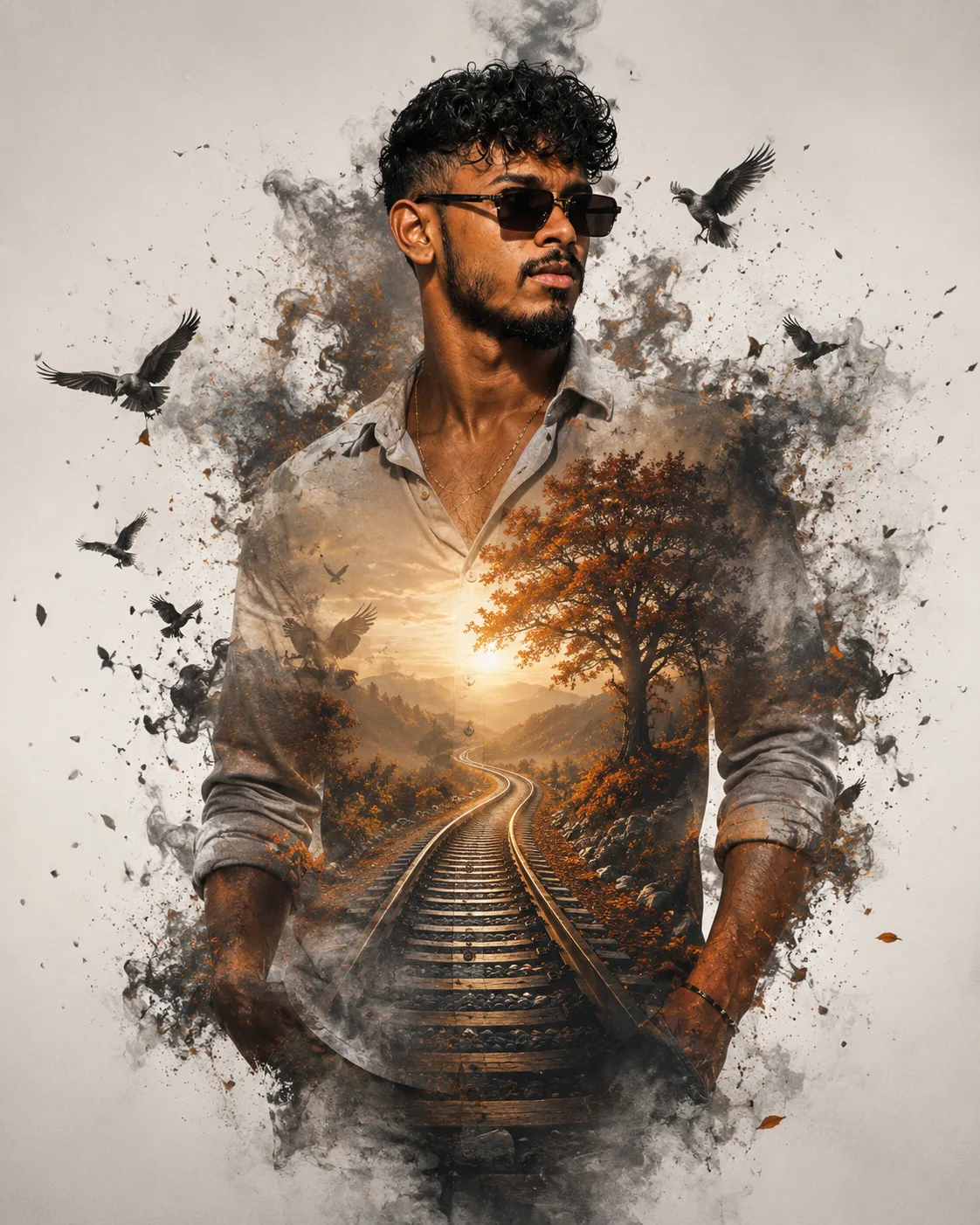 Create an ultra-realistic cinematic conceptual portrait using the uploaded image as the main face and identity reference.