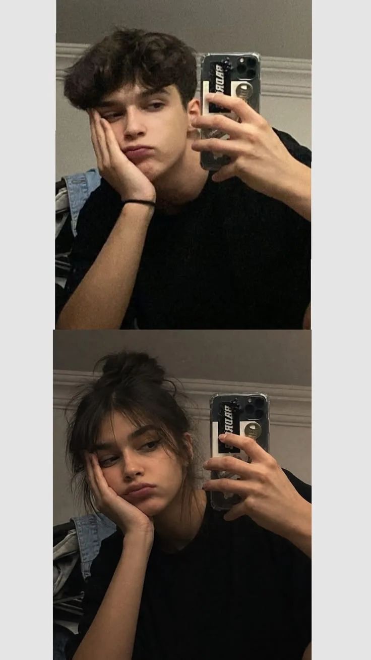 { "photo_design": { "style": "realistic casual bedroom mirror selfie collage", "format": "vertical two-photo collage", "aspect_ratio":
