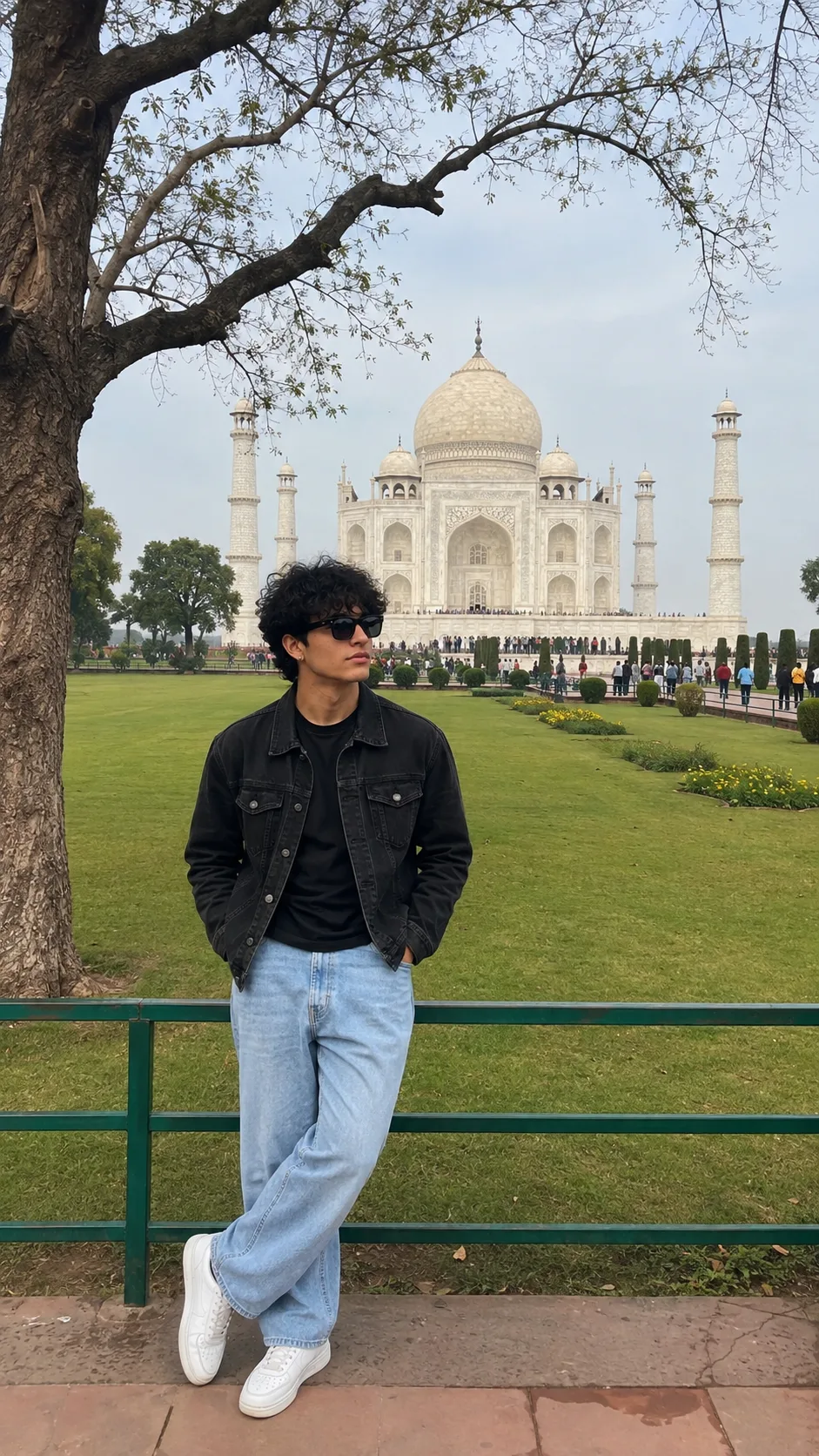 Visual Style: Ultra-photorealistic travel photography × candid Indian heritage portrait × contemporary menswear × natural smartphone