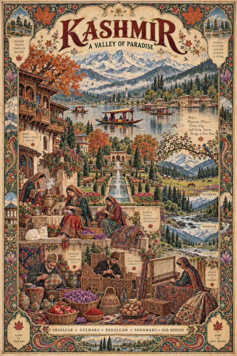Vintage Kashmir Travel Poster