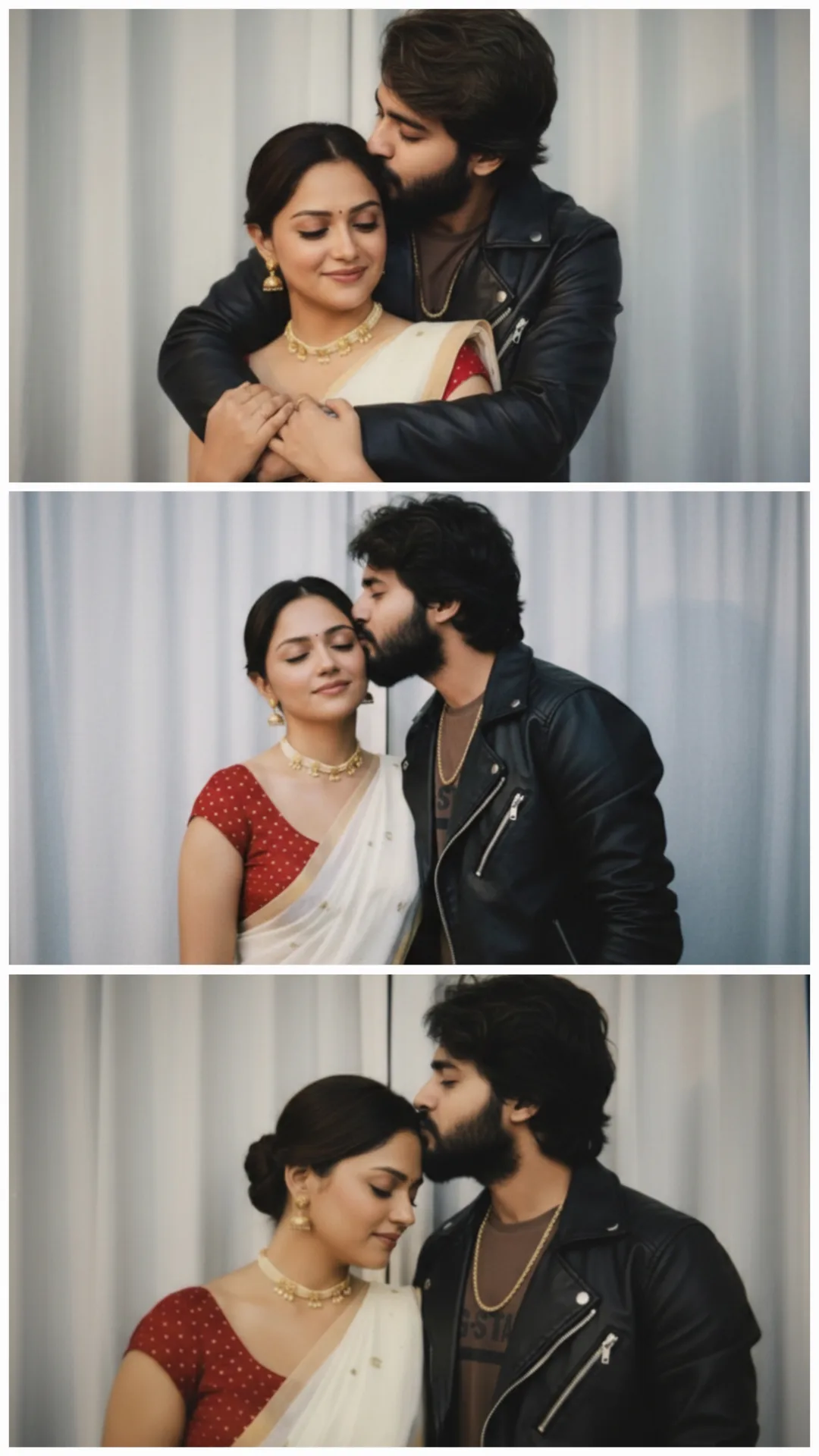 Romantic couple photoshoot of a young South Asian man and woman.