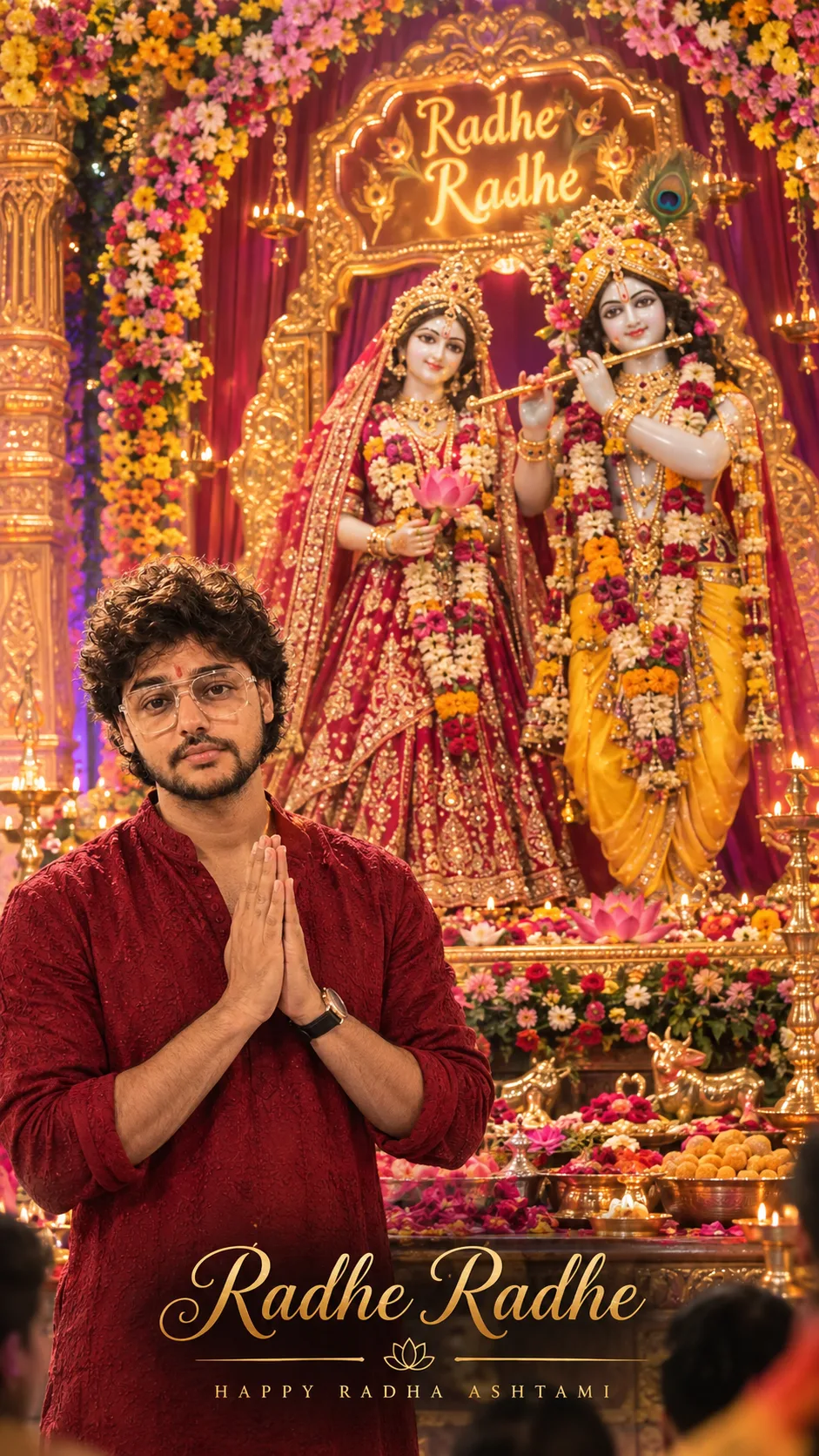 Use my uploaded photo as the reference and keep my face, curly hair, beard, clear aviator-style glasses and skin tone exactly the same.