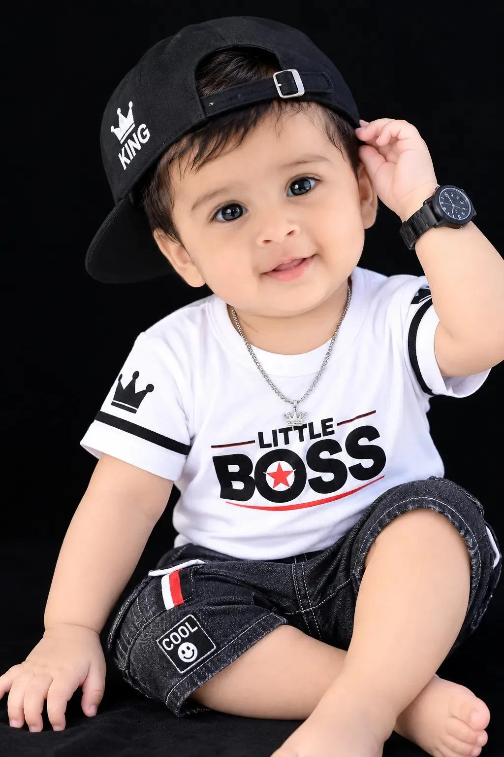 “Use my son’s original face exactly, keep his natural cute smile and facial features.