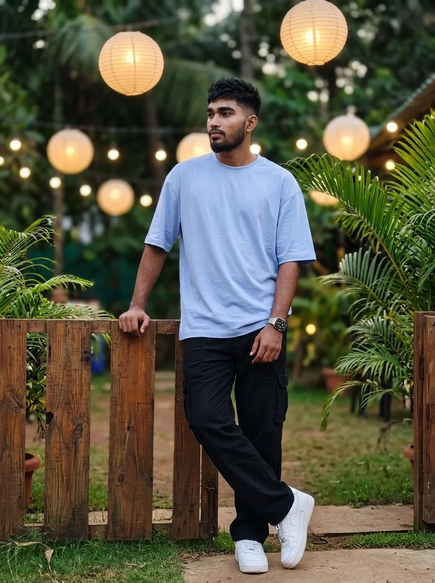 Create a high-resolution 8K vertical image (7680 x 4320 pixels, 3:4 aspect ratio) of the young man, ensuring his facial features precisely