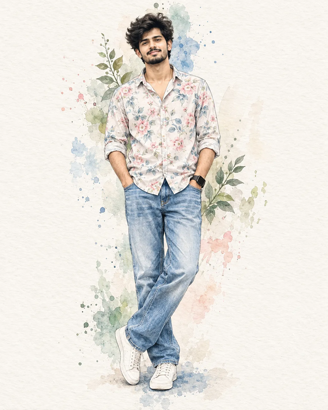 πΈ Exact Image Generation Prompt Create an ultra-realistic watercolor-and-ink editorial fashion illustration based specifically on the