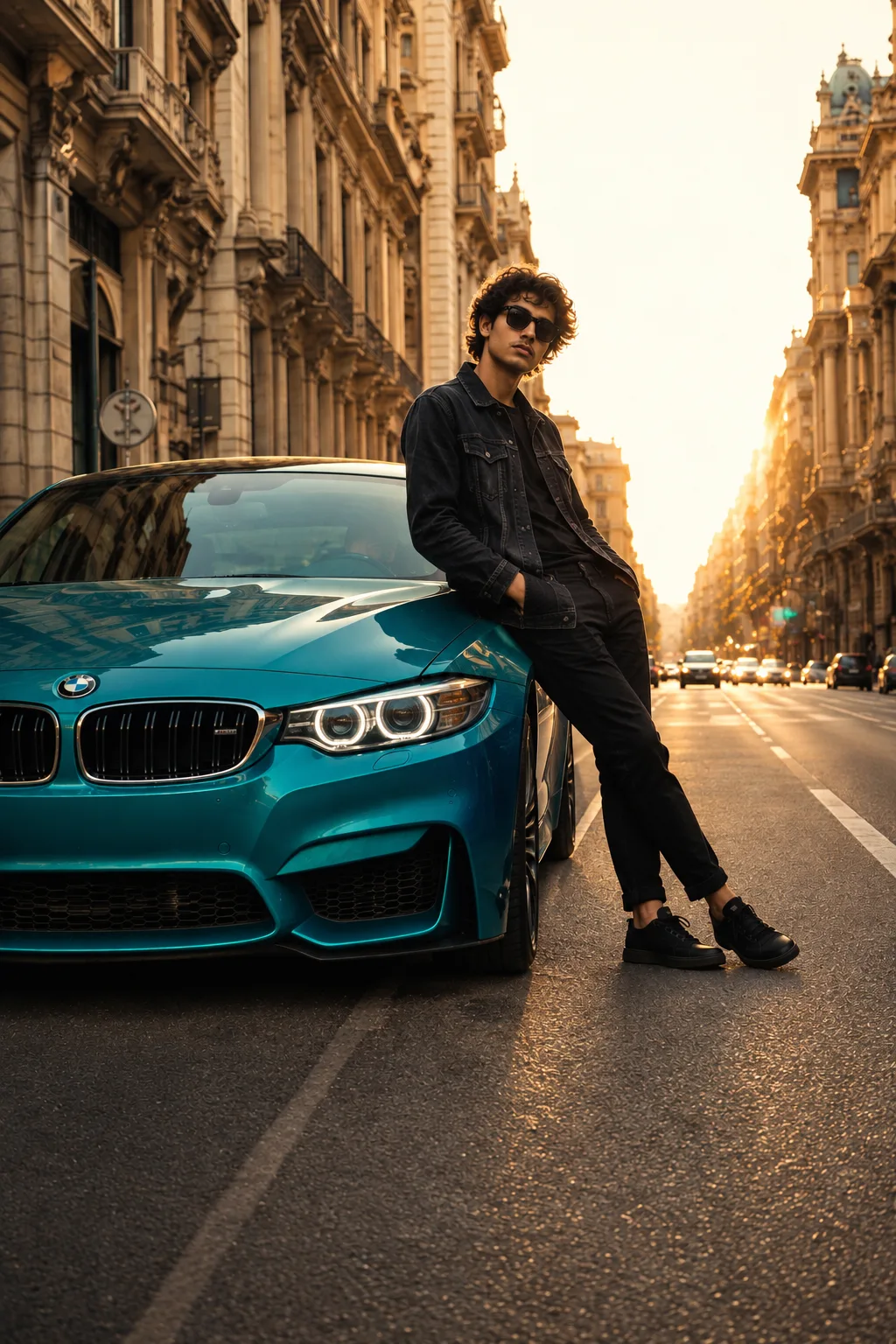 Exact Image Recreation Prompt Create a highly photorealistic cinematic editorial photograph of a stylish young adult man casually leaning