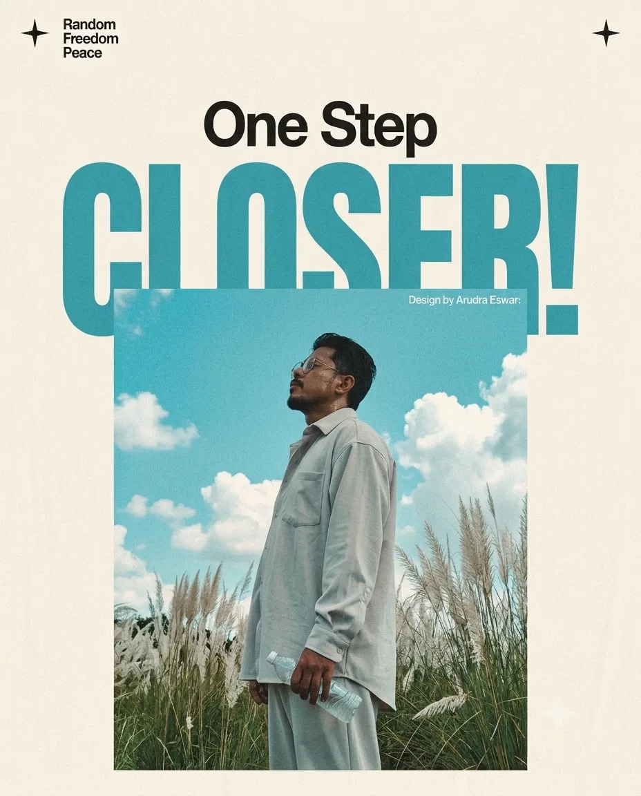 2/11 PROMPT One Step Minimalist retro editorial poster on a warm off-white textured background with subtle film grain.