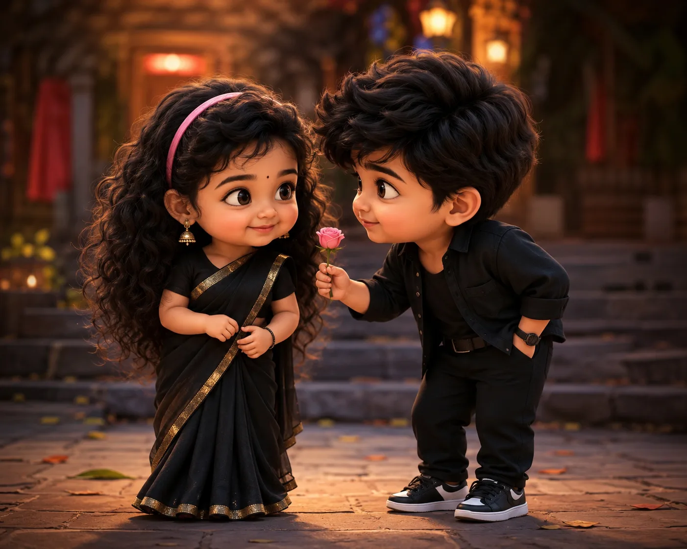 Create a premium cinematic 3D animated short featuring the same two cute Indian toddler characters, Kucchu and Pucchu, exactly matching the