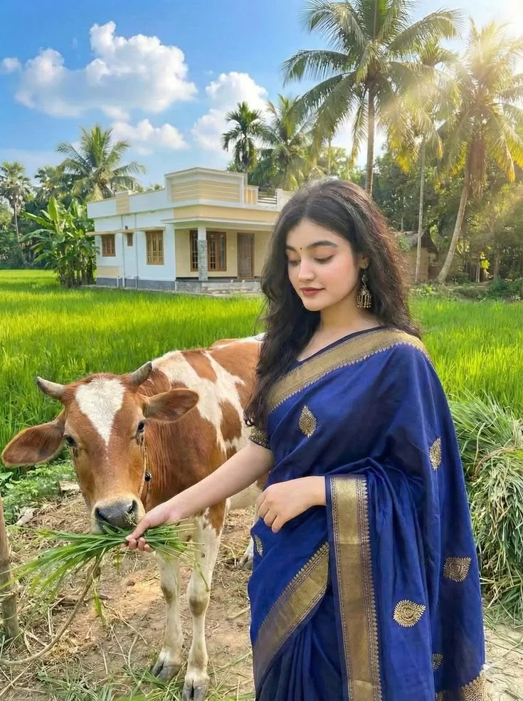 Create a photorealistic rural Indian portrait inspired by the reference image.