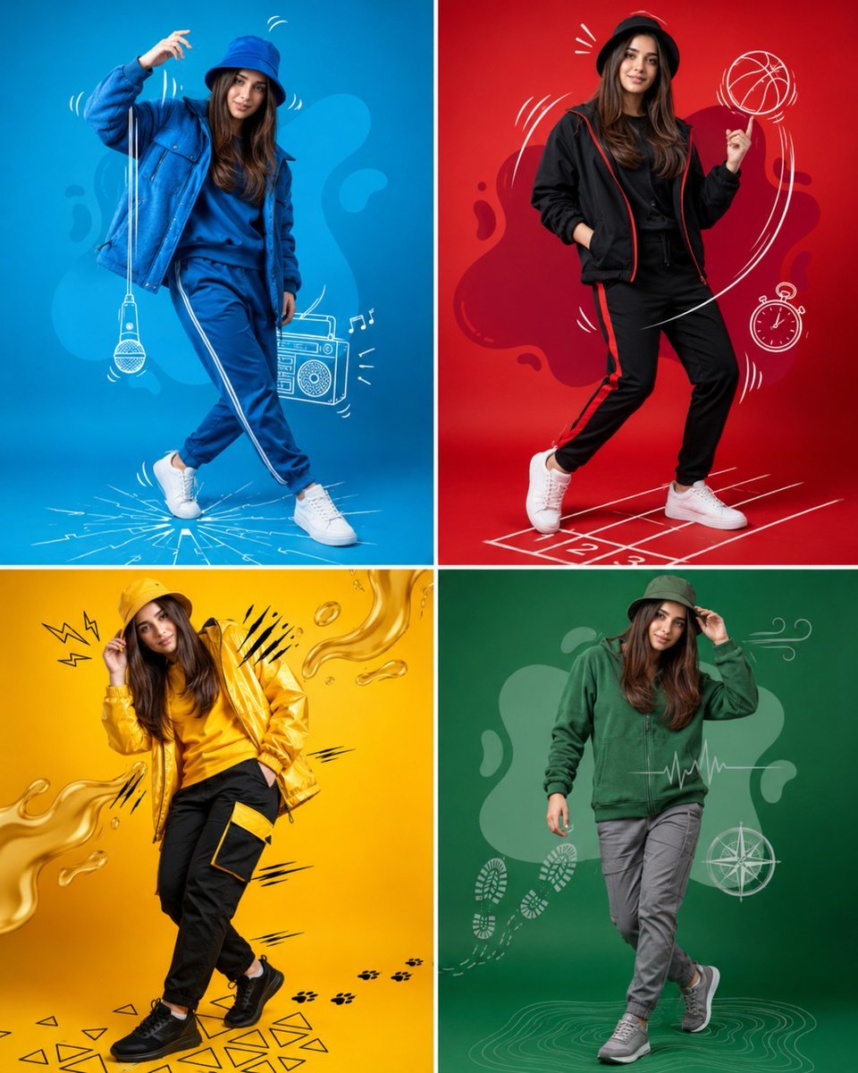 GPT Image 2 on ChatGPT Prompt: Create a high-end fashion advertising poster inspired by colorful sportswear campaigns.