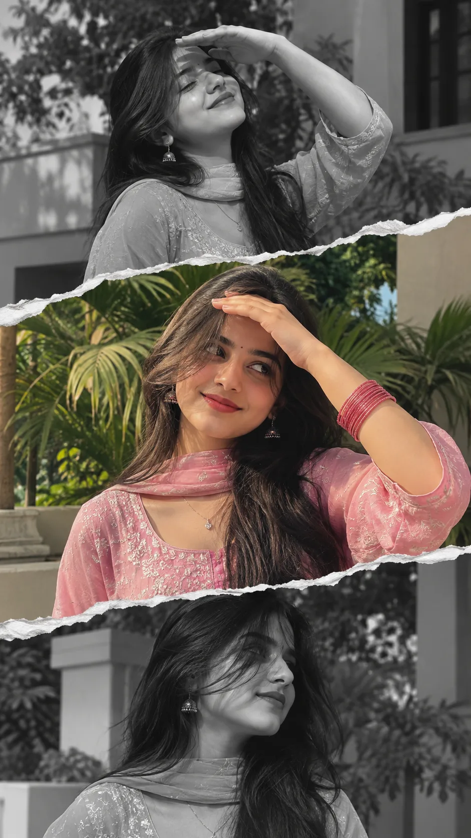 📸 Create a highly realistic, stylish vertical 9:16 editorial photo collage inspired by the uploaded reference image.