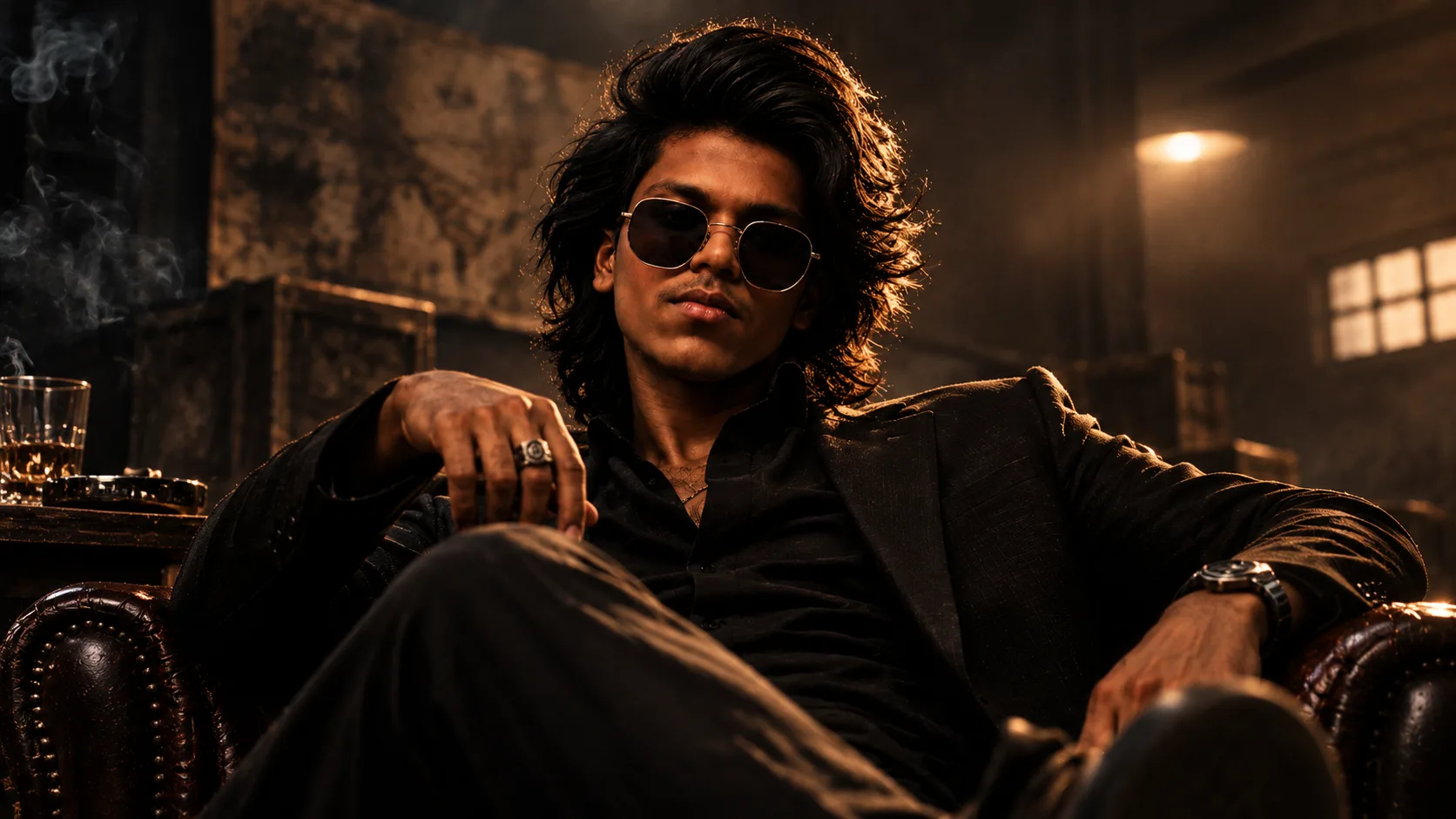 Bilkul. Is image jaisa cinematic look banane ke liye ye prompt use karo: Prompt: > Ultra-realistic cinematic portrait of a confident young