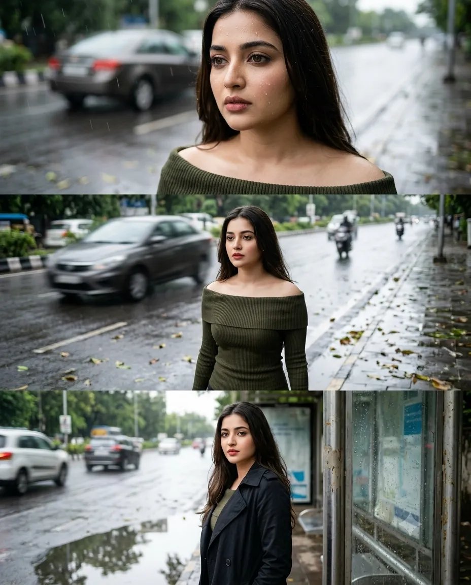 Cinematic Rainy Road Portrait