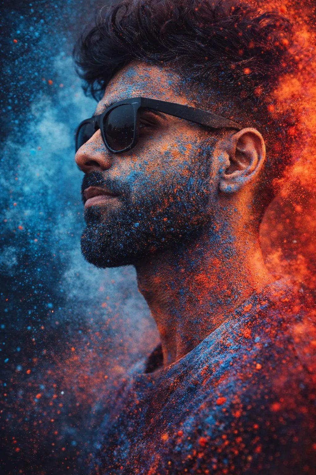 realistic cinematic portrait of me, using 100% of my real facial identity, exact face structure, skin tone beard details, and proportions,