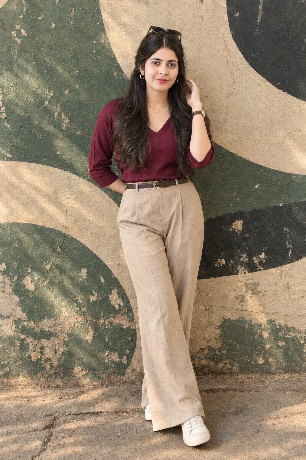 Create an ultra-realistic full-body lifestyle portrait of a beautiful young adult South Asian woman, closely inspired by the uploaded
