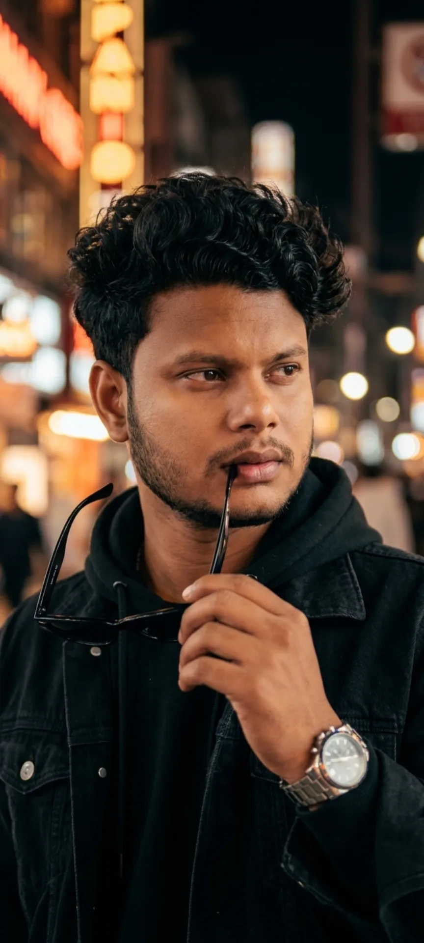 A photorealistic, cinematic medium close-up portrait of a 26-year-old South Asian man with a height of 5 feet 5 inches, featuring exact