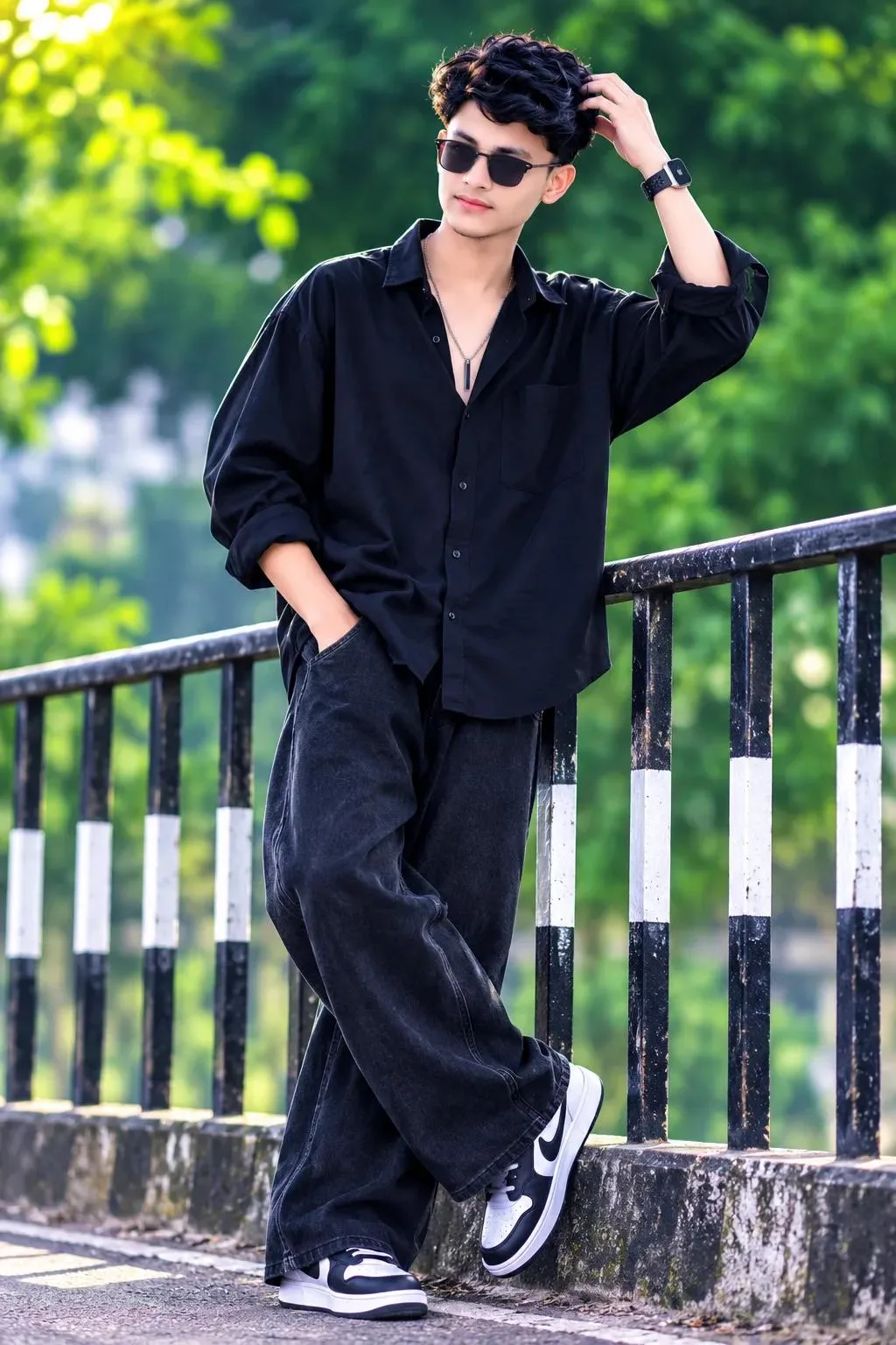 A detailed, high-resolution full-body portrait photograph of a confident young South Asian boy in his late teens.
