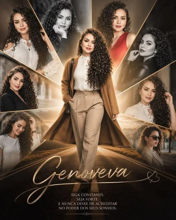 "A premium magazine-style geometric photo collage and multiple exposure composition tracking the journey of a beautiful woman with long,