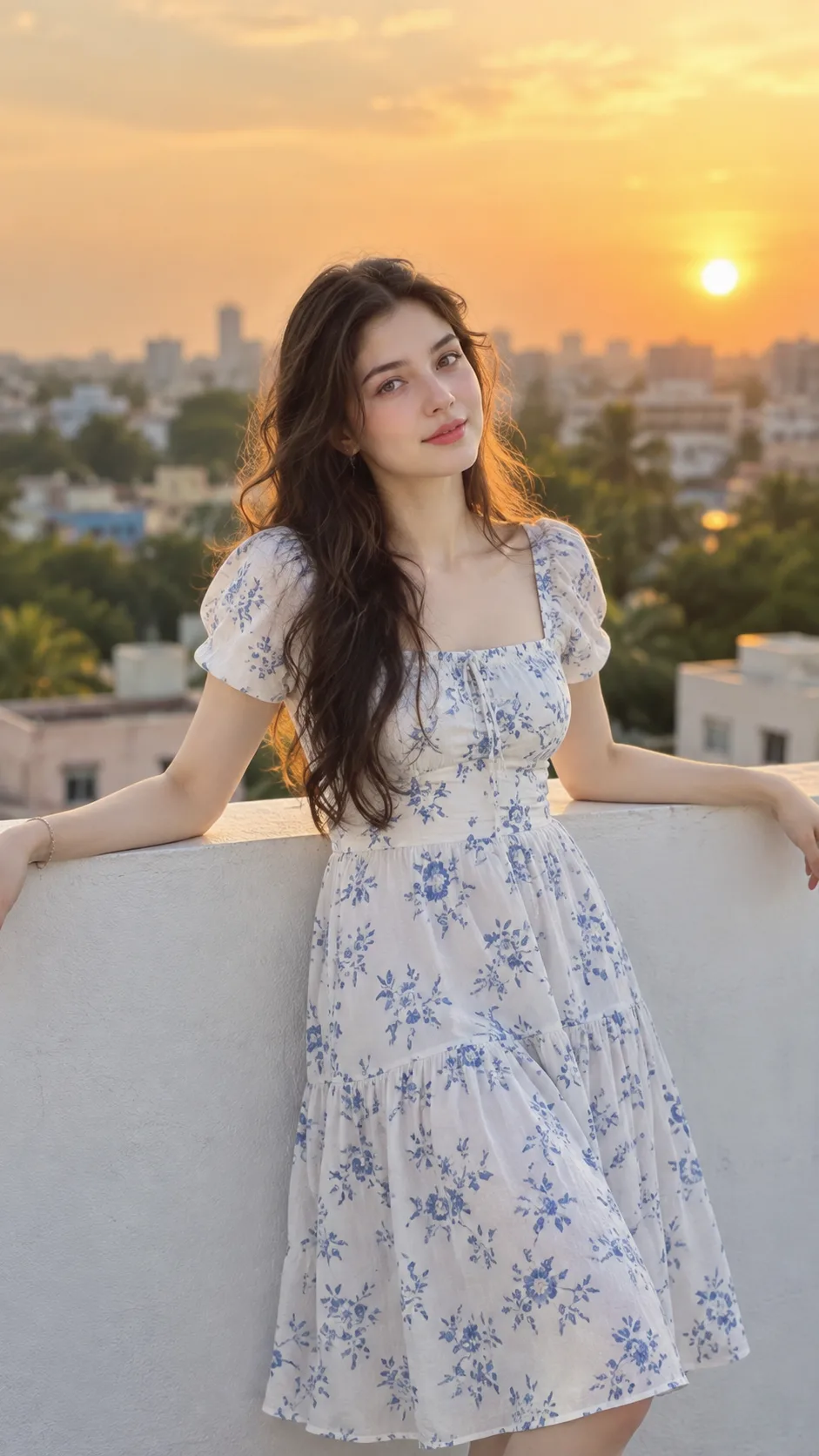 Create a highly realistic vertical 9:16 cinematic outdoor portrait of a beautiful young Indian woman standing casually on a clean white
