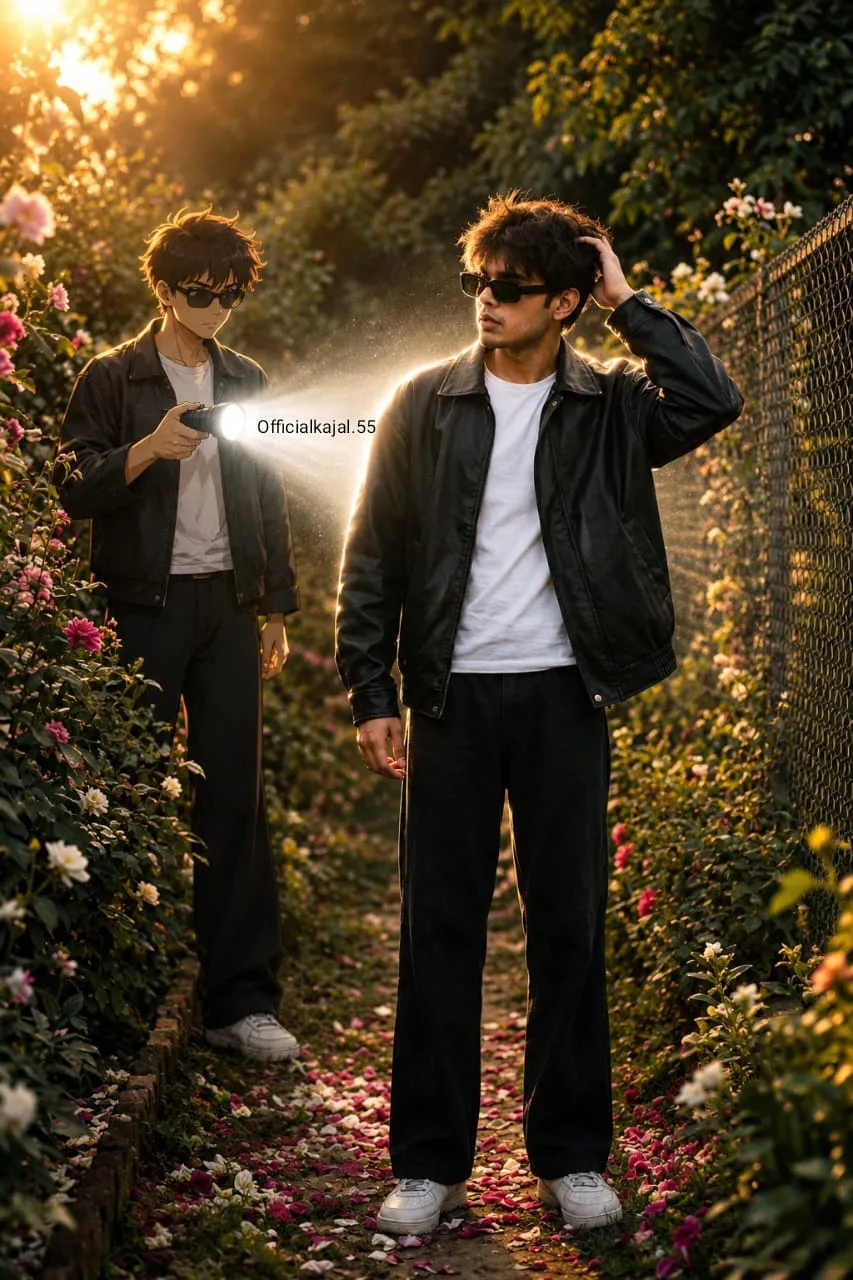 @Officialkajal.55 Transform the uploaded photo into a cinematic real-life and anime fusion scene.