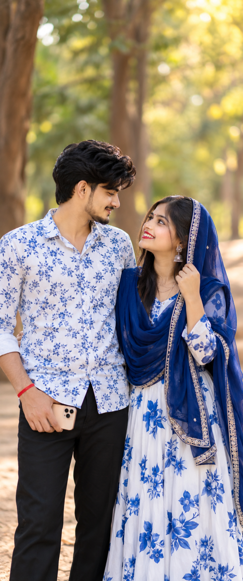{ "category": "portrait_creator", "category_reasoning": "The image is a casual yet styled portrait of a couple, heavily featuring social