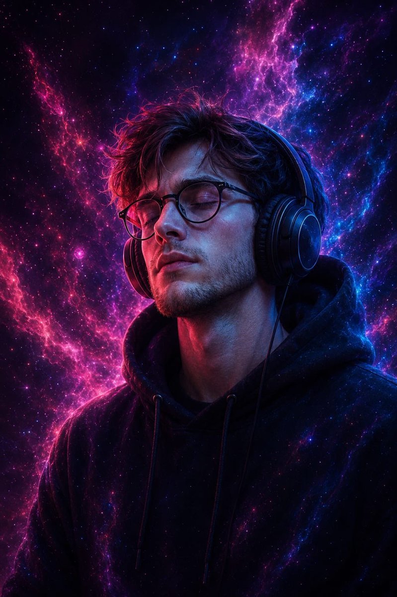 Gpt image 2.0 on chatGPT Prompt Ultra-realistic cinematic digital art portrait of a handsome young man immersed in music while floating