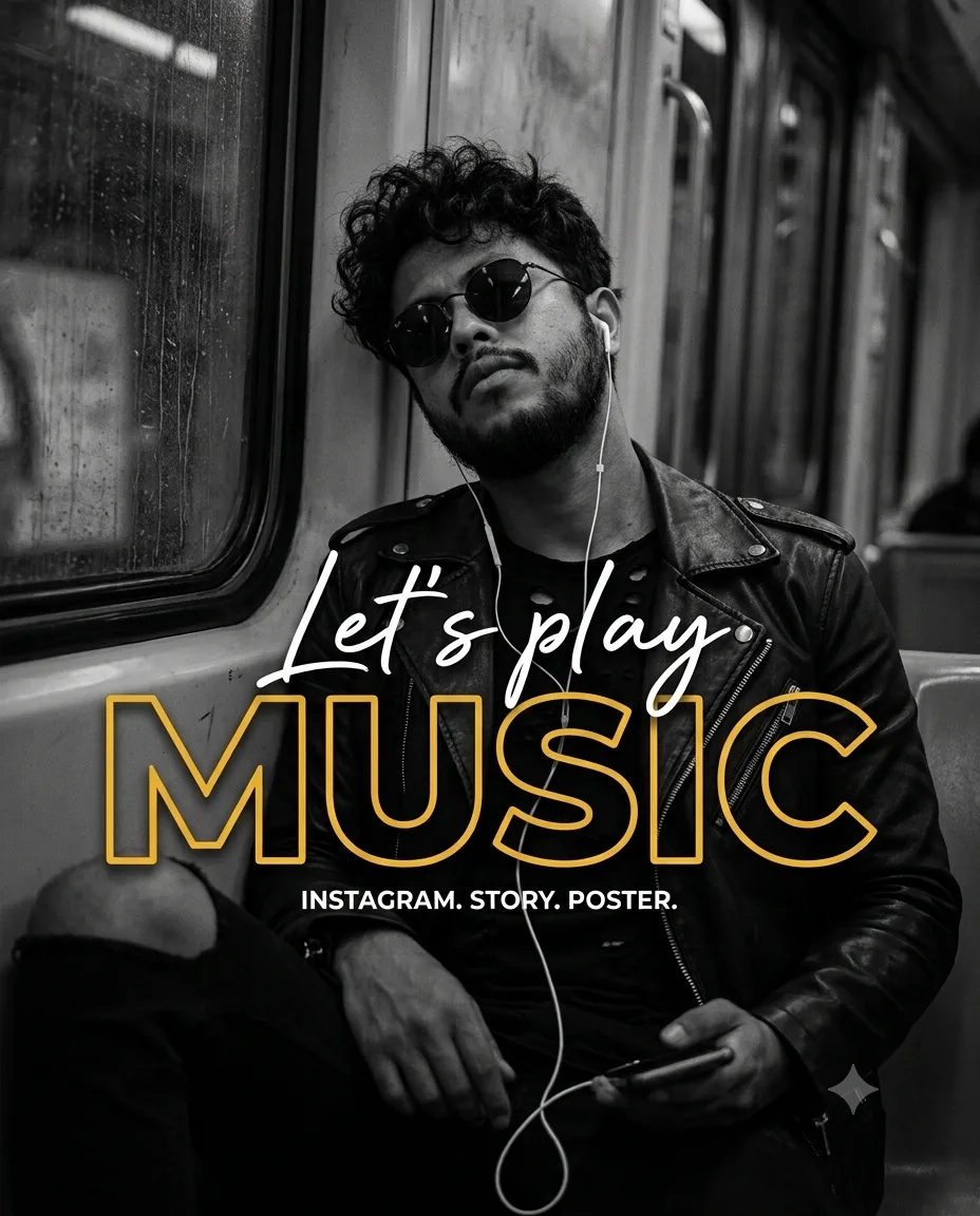 Cinematic black-and-white editorial portrait of a stylish (youngman sitting relaxed inside a subway/train carriage, leaning his head back