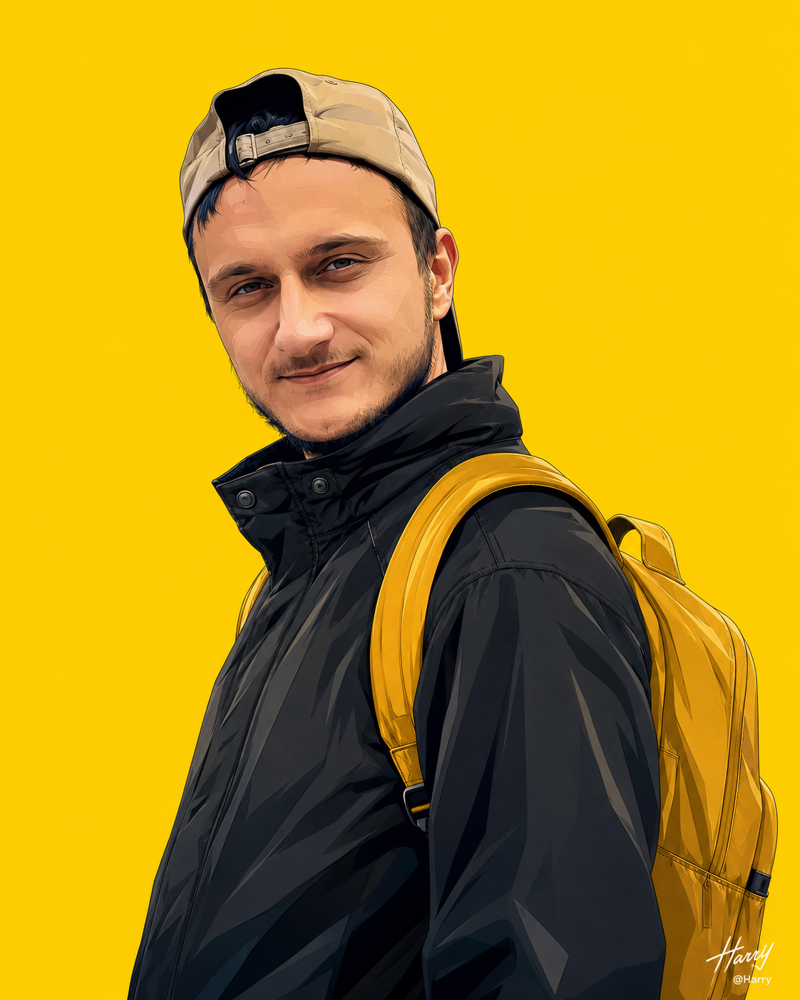 Create a highly detailed, clean vector illustration using the uploaded image as the exact facial reference.