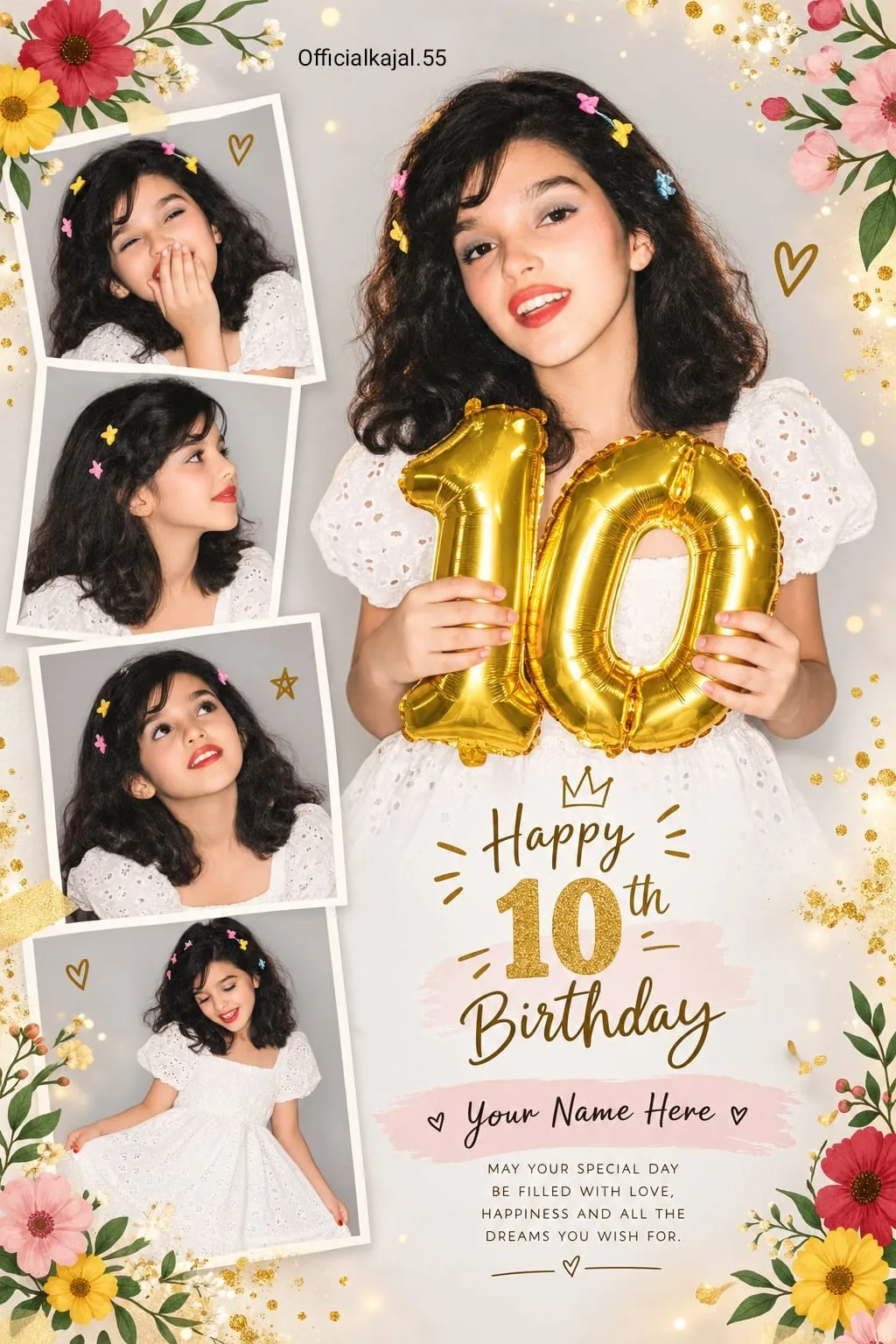 @officialkajal.55 10th BIRTHDAY COLLAGE Generic cheerful young girl model, age approx.