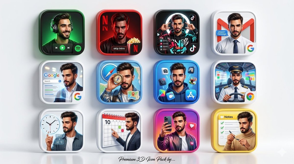 Image created on Gpt 2 Prompt: ,{ "model": "gpt-image-2", "prompt": "Create a premium 3D grid of 12 square app icons arranged neatly on a