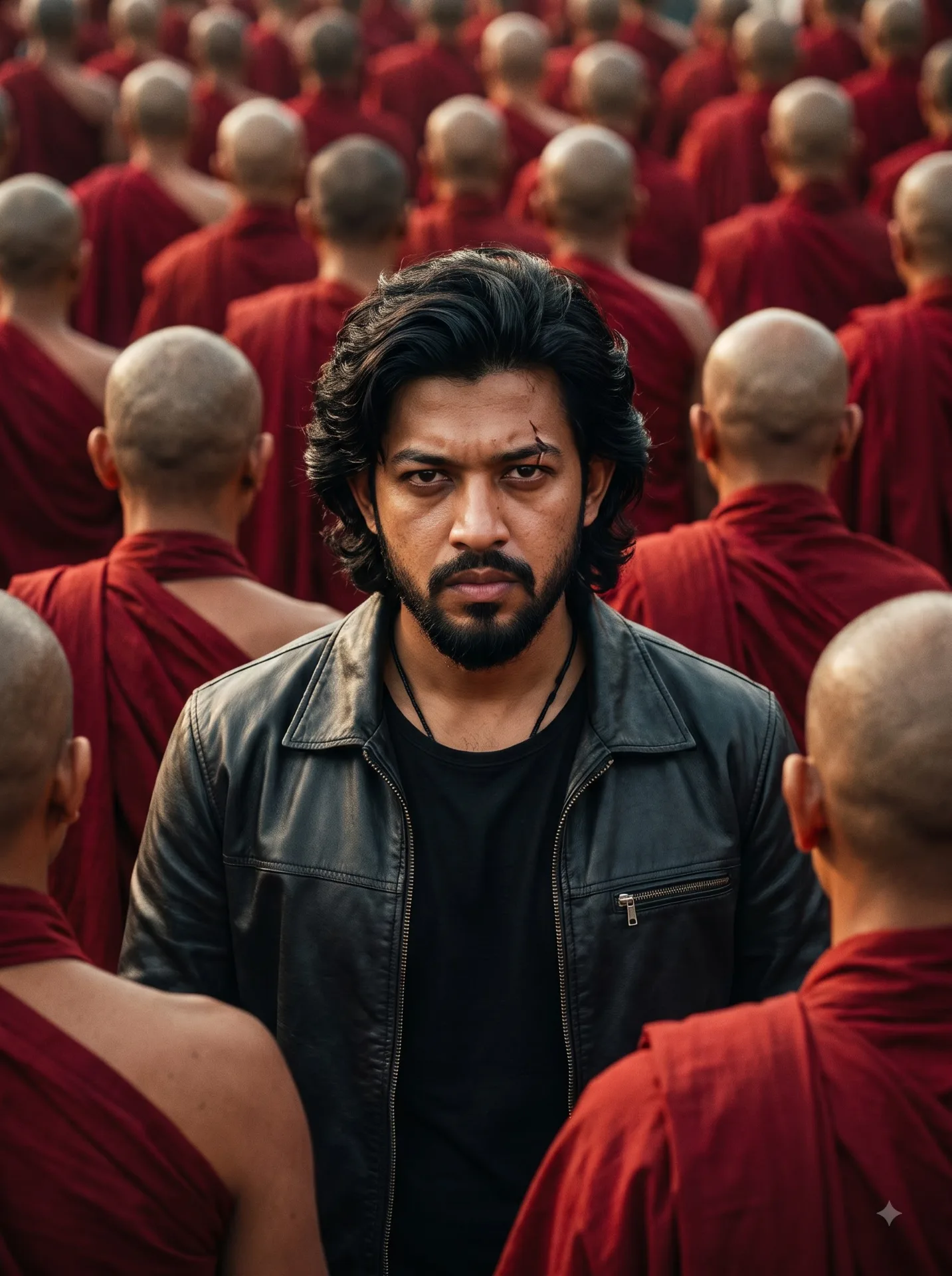 Ultra realistic, photorealistic, 8k cinematic portrait of a South Asian male in his mid-20s, 5'7" tall.
