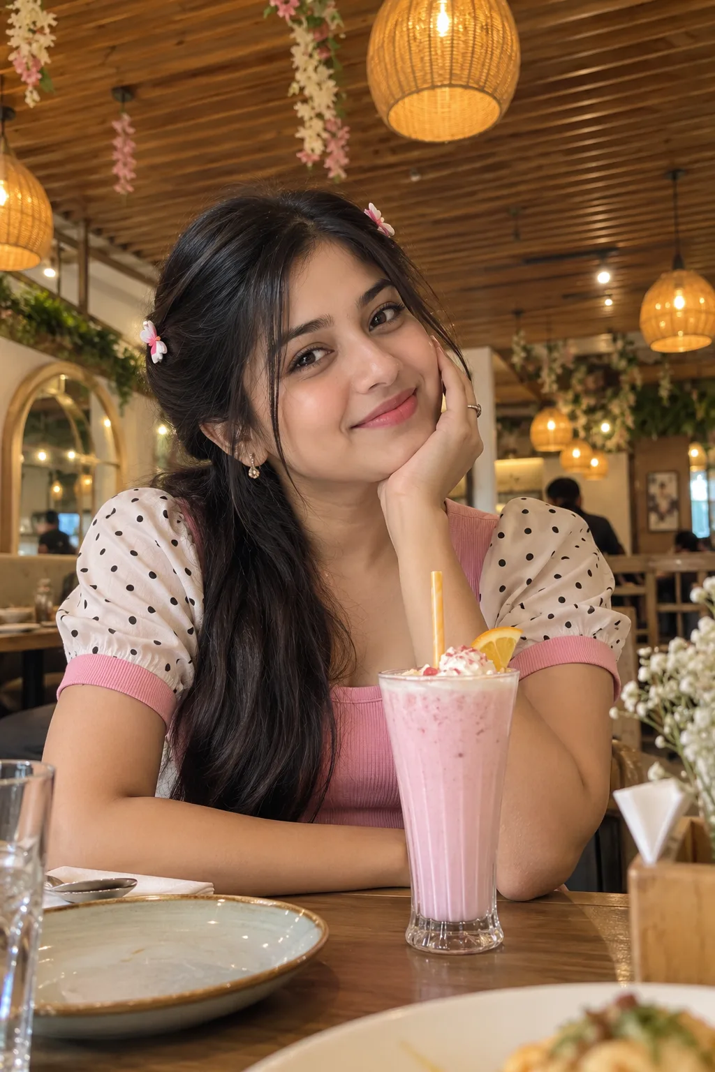 📸 Exact Image Generation Prompt > Create an ultra-realistic cinematic portrait of a beautiful young South Asian woman, closely inspired by