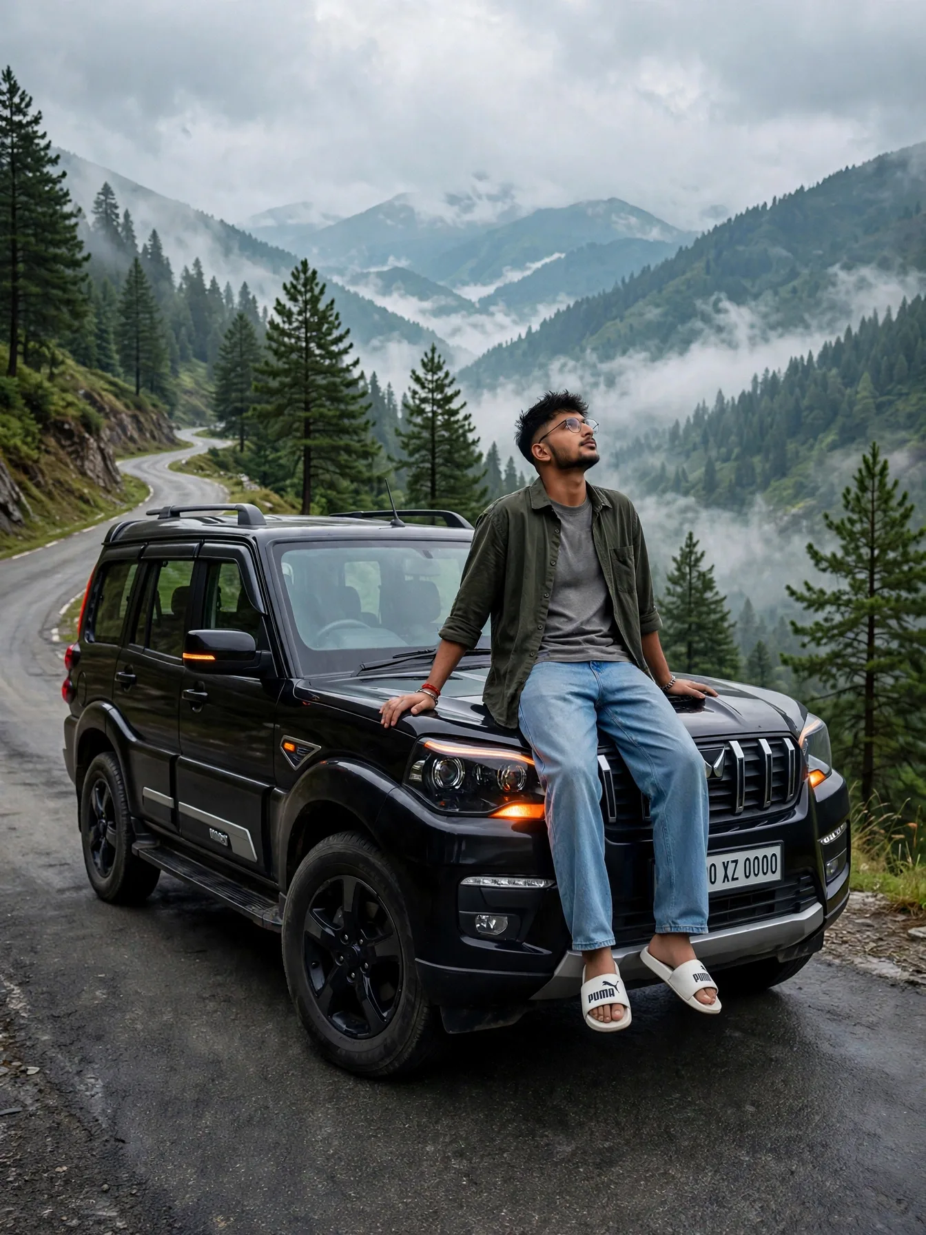 PHOTOREALISTIC FULL-BODY PORTRAIT OF A YOUNG INDIAN MAN IN HIS MID-20S, SHORT BEARD, SHORT TEXTURED CROP WITH FADED SIDES, DRY NATURAL