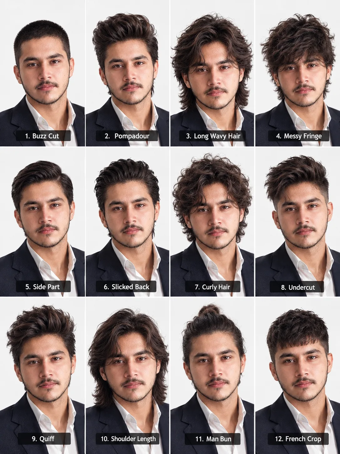 Create a high-resolution 3×4 grid featuring the SAME young South Asian man from the uploaded reference image.