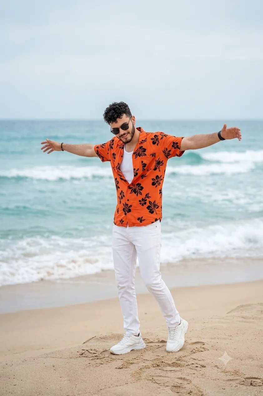 Stylish man on beach