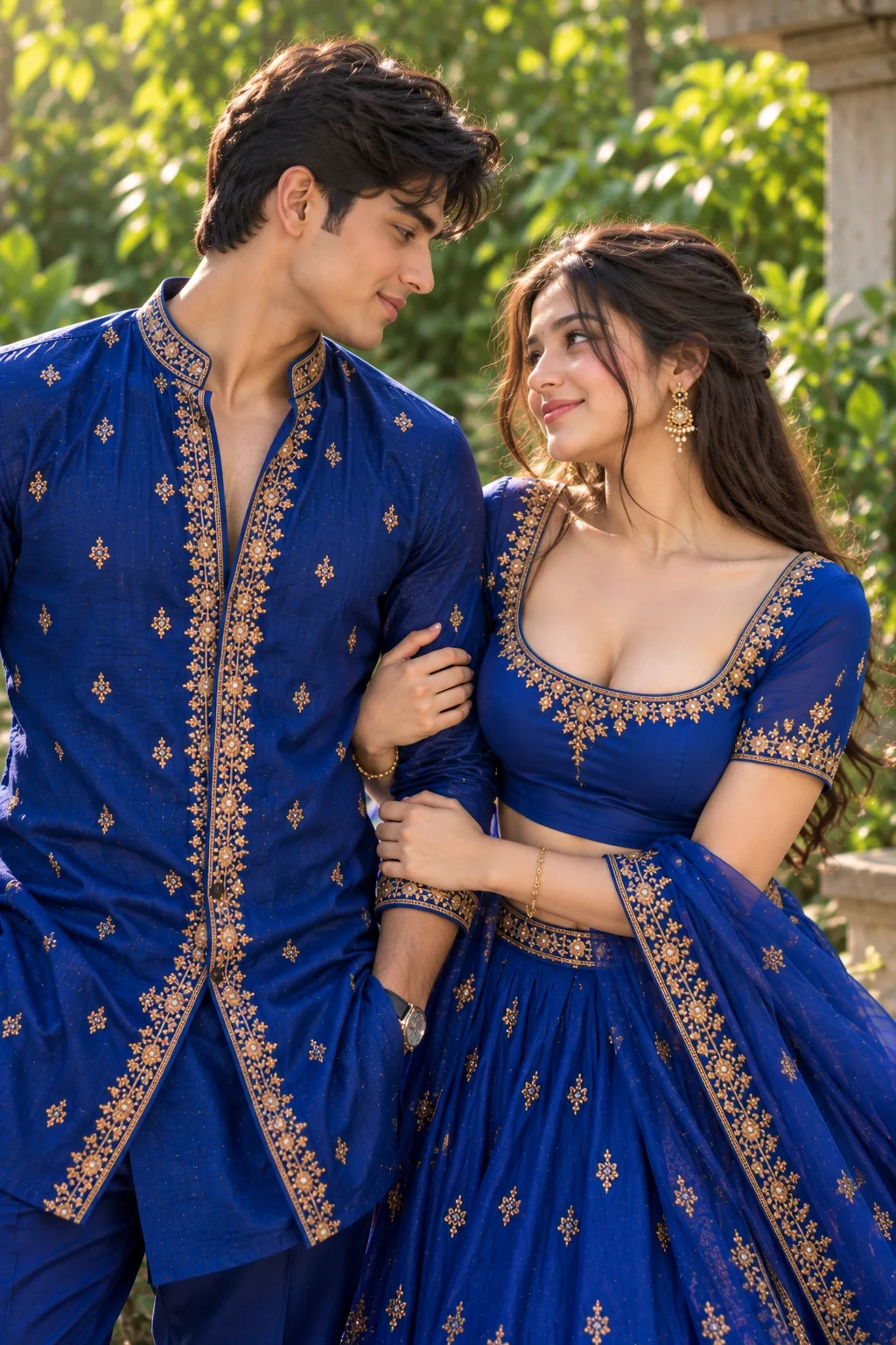 A handsome adult South Asian man in his early 20s with a distinctly masculine appearance, clean-shaven face, strong natural jawline, broad