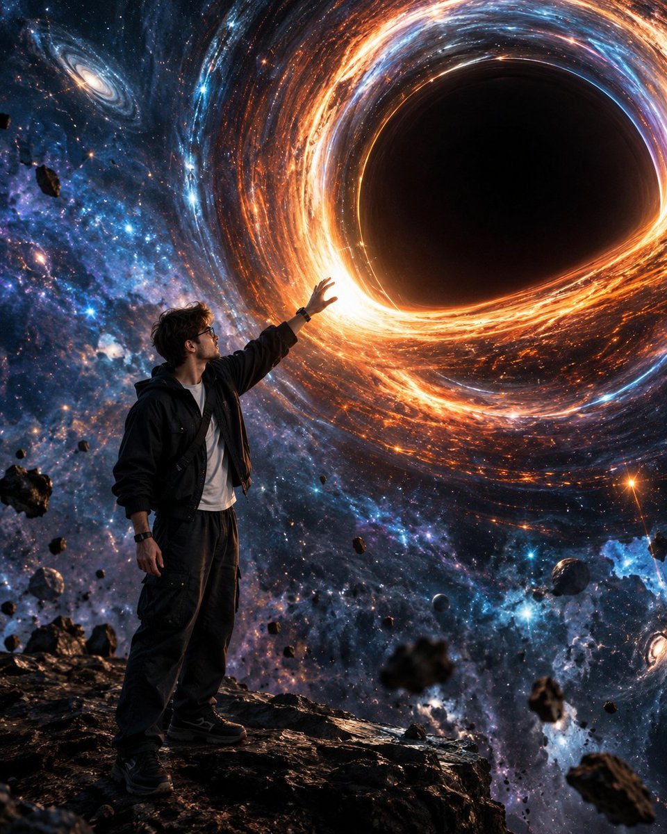 Man Reaching for Black Hole