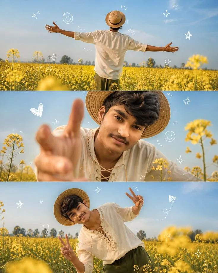 Create a highly realistic 3-panel vertical photography collage exactly matching the provided reference image.