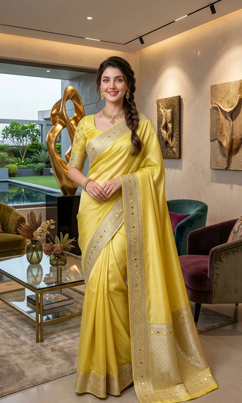 Lemon silk Saree in Art Lounge