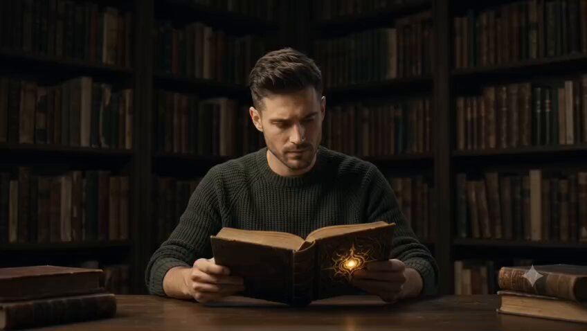 Man in Magical Library