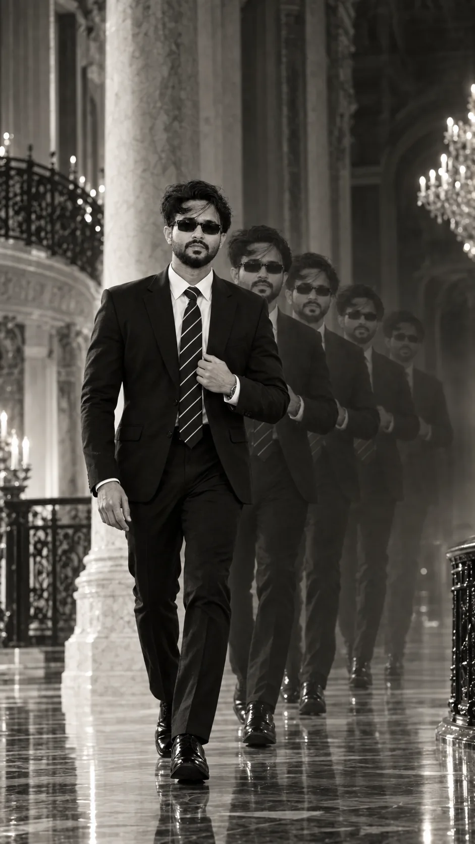 Create a photorealistic, high-end cinematic fashion photograph inspired by the reference image.