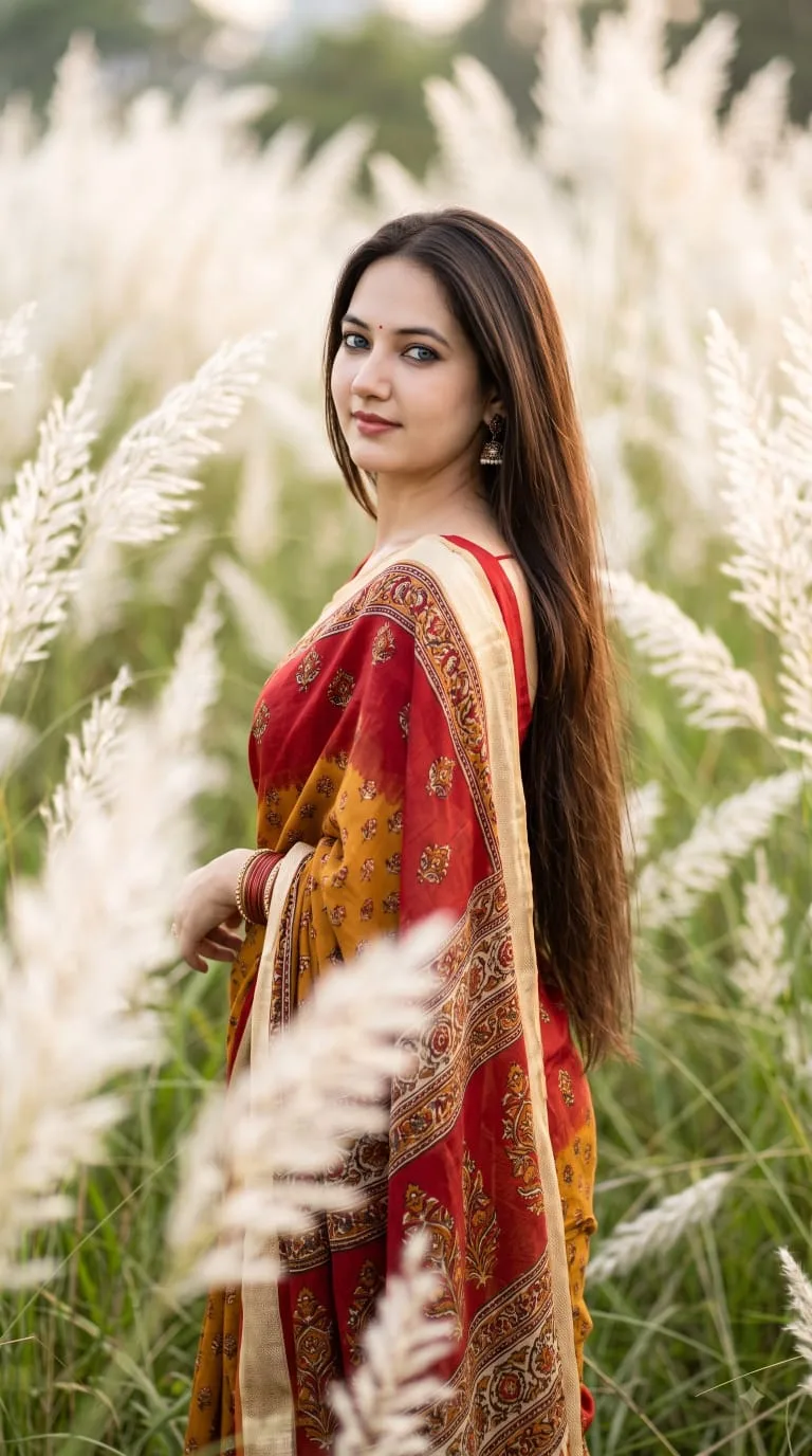 Create an ultra-realistic premium Indian fashion portrait using the same female identity from the provided image, preserving exact facial