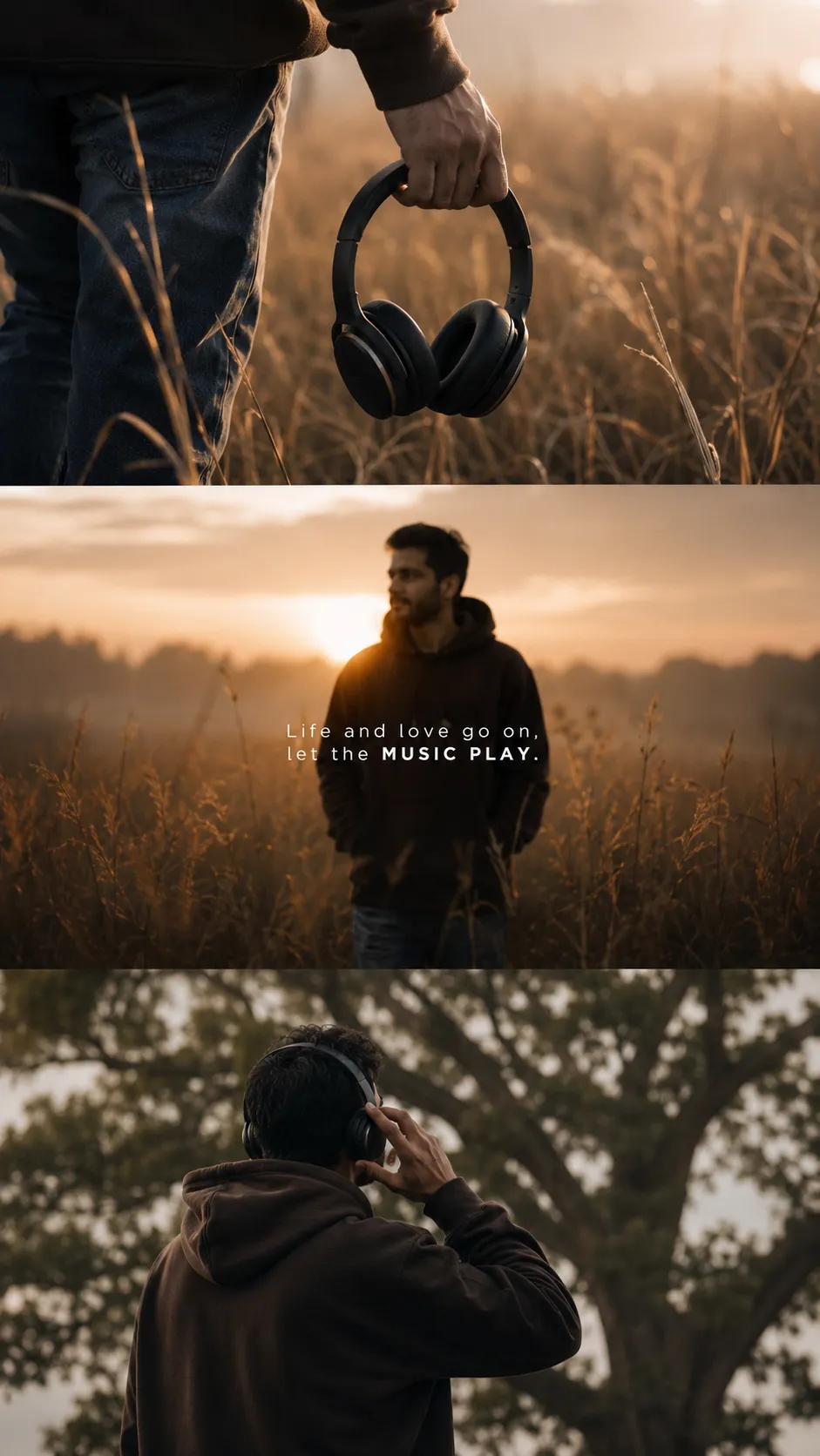 Create a cinematic vertical 9:16 photo sequence featuring the reference person from the uploaded image (same face, hairstyle, beard, skin