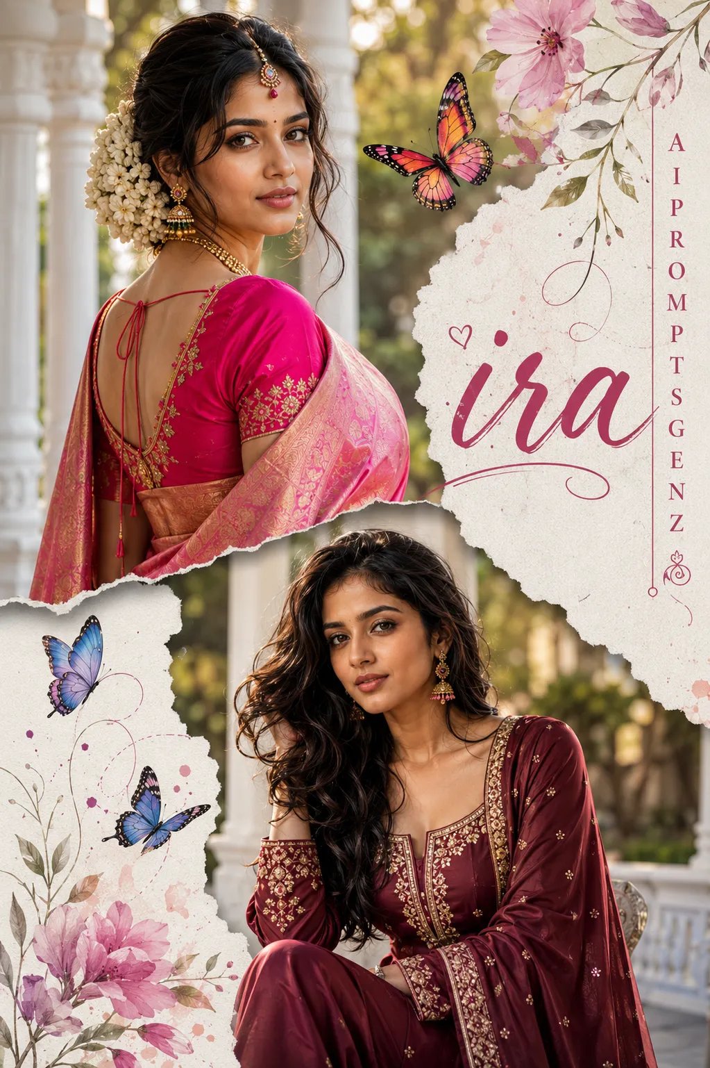 Creative Indian portrait poster featuring the same face as the uploaded image in both portraits.